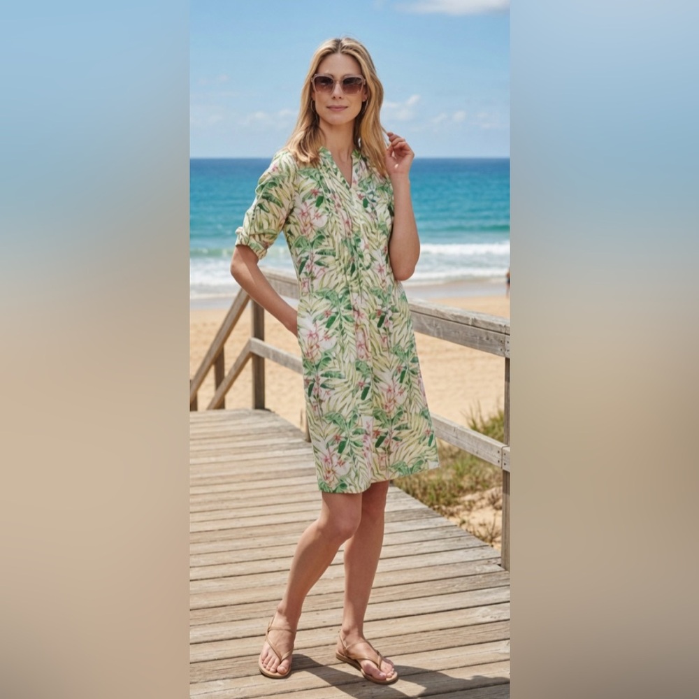 J.McLaughlin Riviera Linen Palm Dress